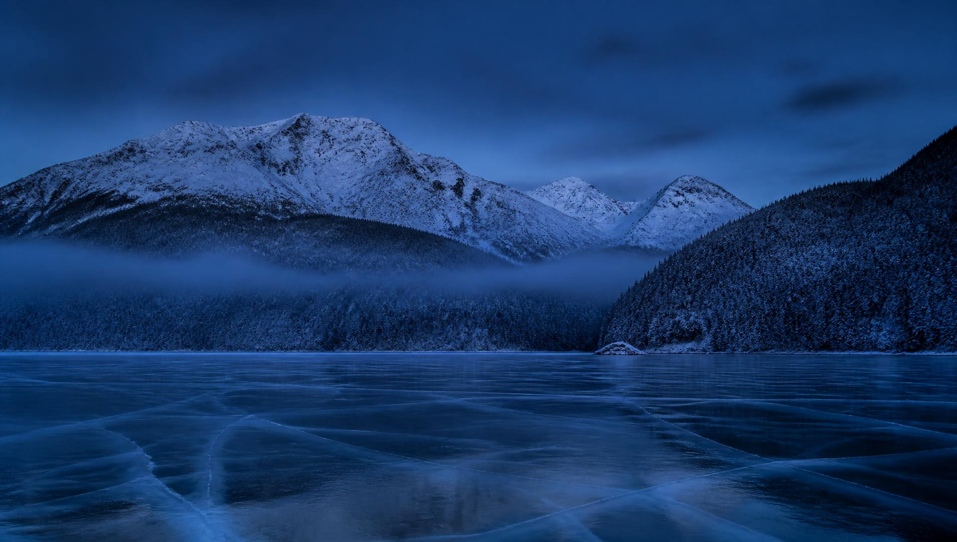 Winter landscape of the Engadin valley near St. Moritz